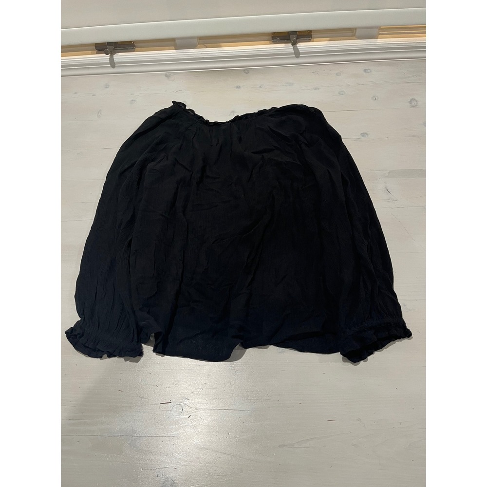 Old Navy Womens Blouse Long Sleeve V Neck Black Ruffle Trim Size‎ L